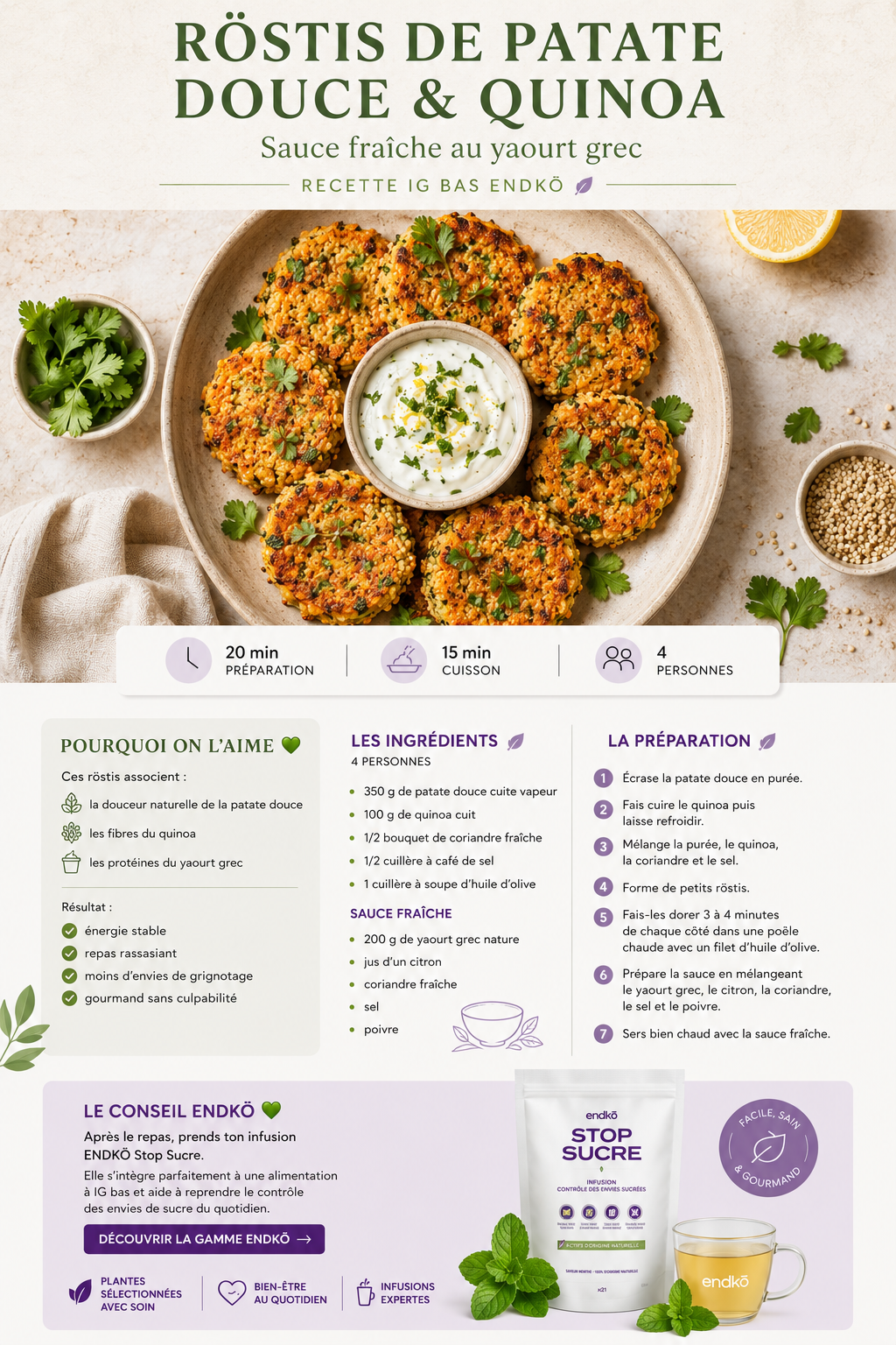 Rösti de patate douce & quinoa